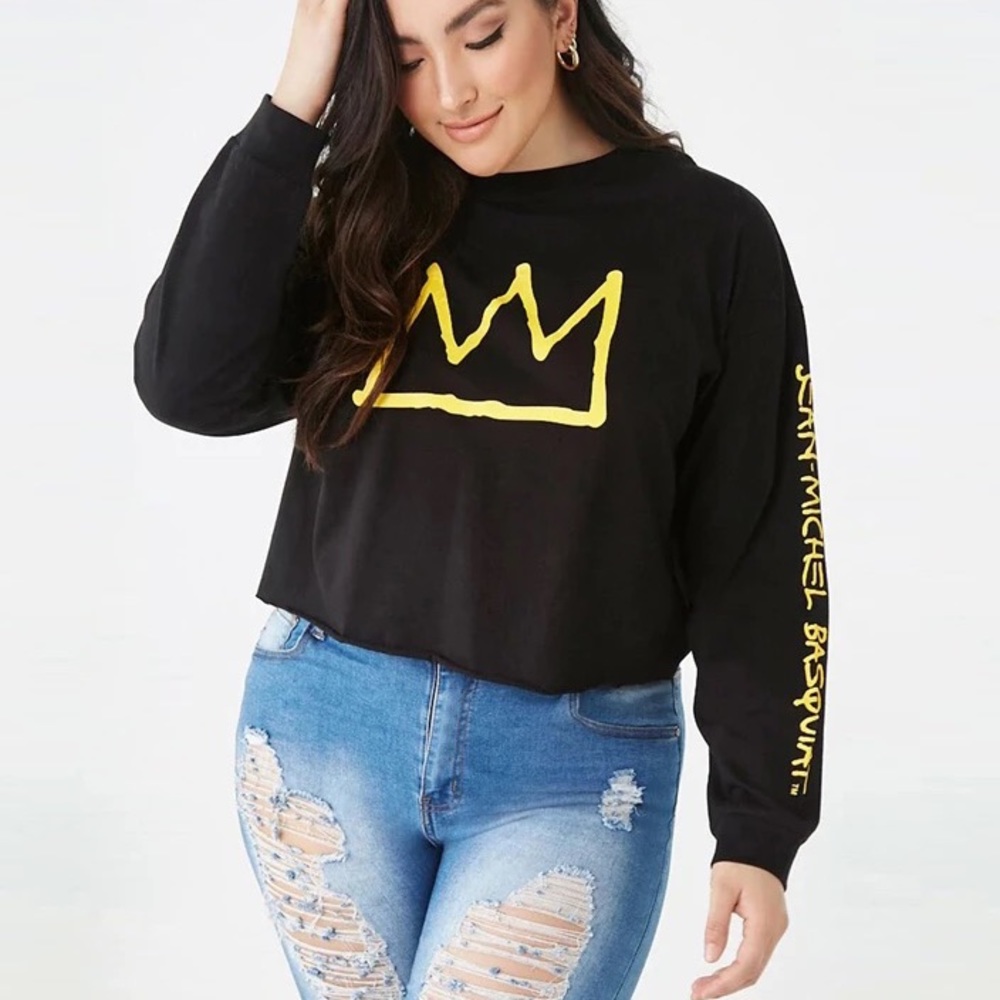 Forever 21+ x Jean-Michael Basquiat Crown Women’s Cropped Tee
